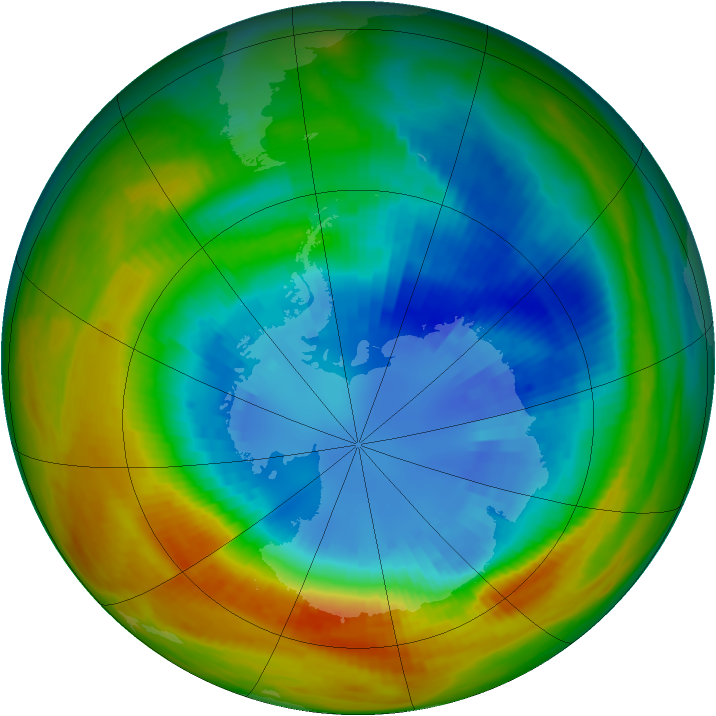 Antarctic ozone map for 04 September 1986